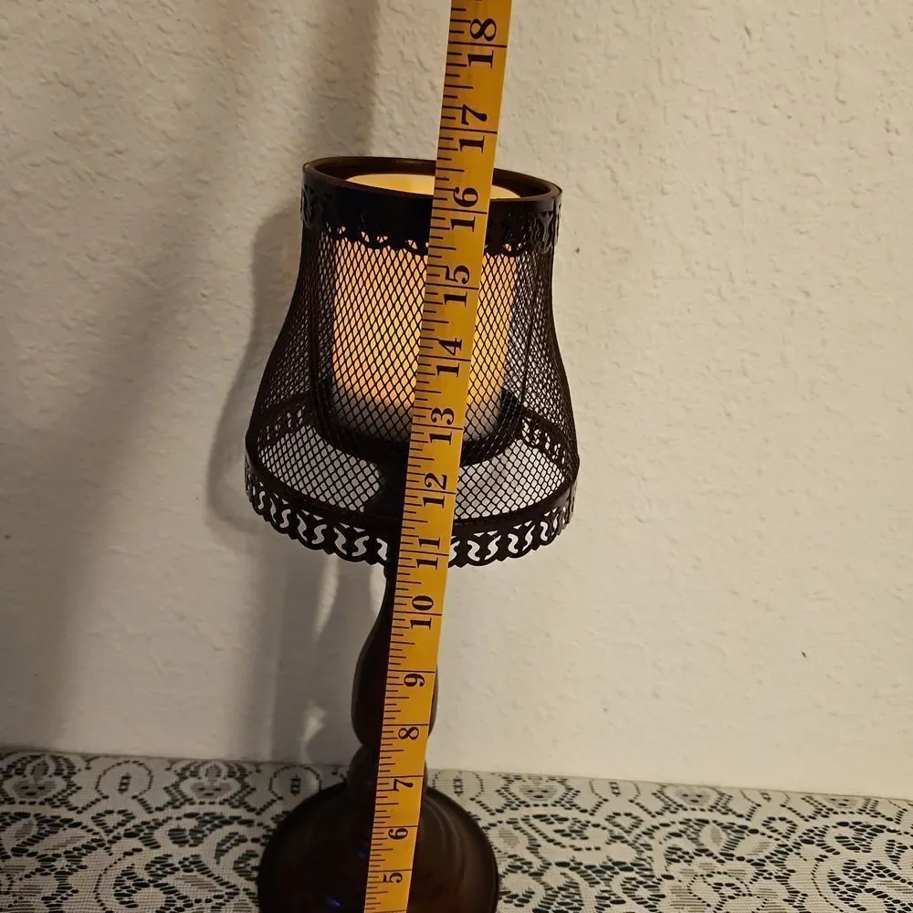 Candle Impressions Vintage-Style Metal and Wood Candle Lamp